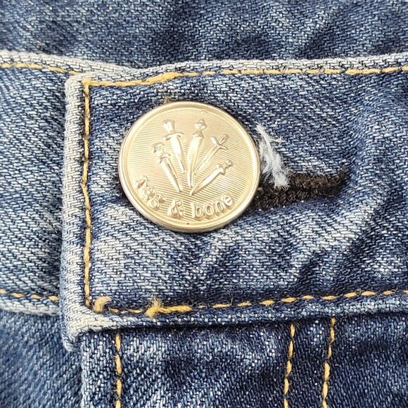 Rag & Bone Woman’s Blue medium wash high waisted skinny jeans size 26 raw hem - Picture 8 of 12